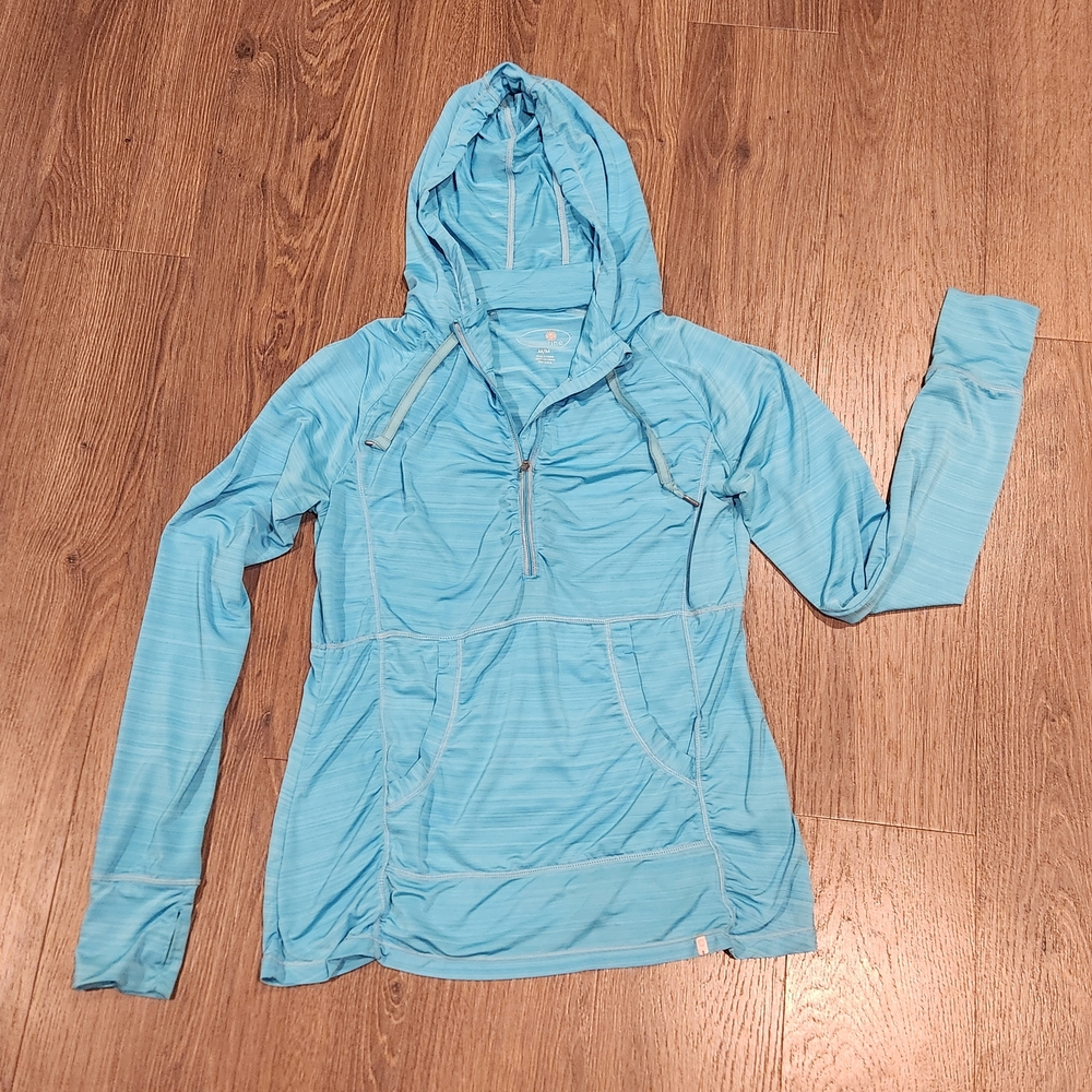Tangerine Light Blue 1/4 Zip Athletic Performance Pullover Running Jacket
